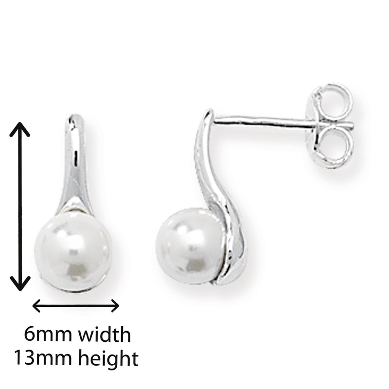 Sterling Silver Pearl Drop Earring. Hypoallergenic Silver Jewellery for women by Aeon