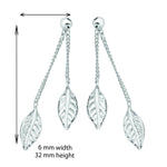 Double Leaf Drop Earring  - Hypoallergenic Silver Jewellery for women by Aeon
