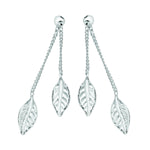 Double Leaf Drop Earring  - Hypoallergenic Silver Jewellery for women by Aeon