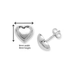 Sterling Silver Heart Earrings Studs. Hypoallergenic Sterling Silver Earrings for women