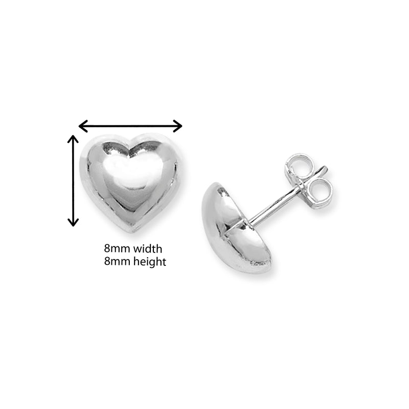 Sterling Silver Heart Earrings Studs. Hypoallergenic Sterling Silver Earrings for women