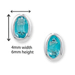 Oval Blue Cubic Zirconia Earrings. Hypoallergenic Sterling Silver Earrings for women by Aeon