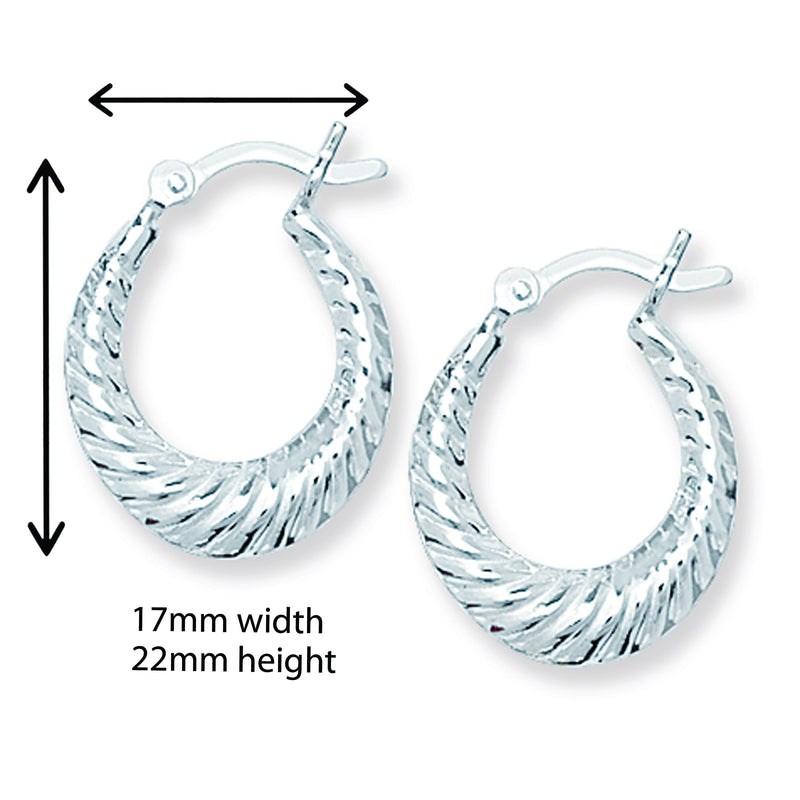 Sterling Silver Creole Sleeper Hoop Earrings - Hypoallergenic Jewellery for Ladies by Aeon