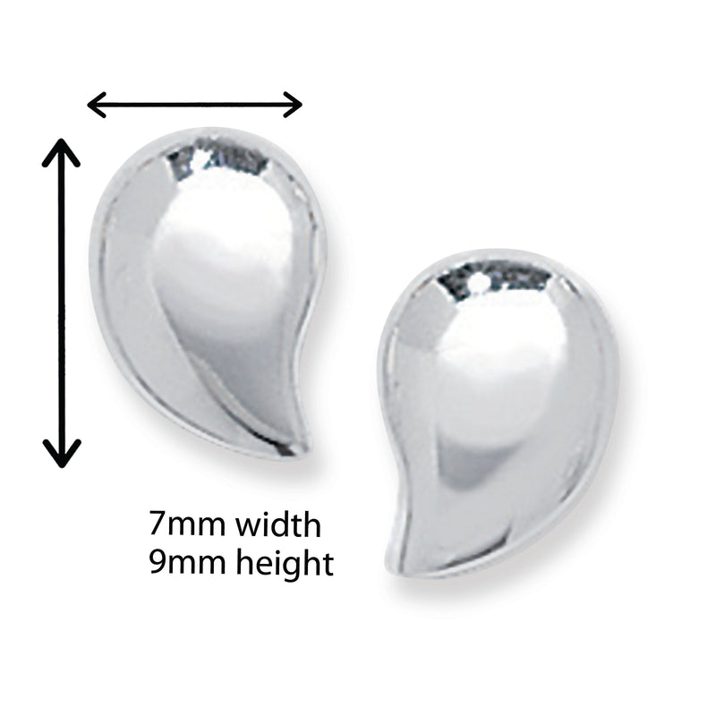 Sterling Silver Plain Tear Stud Earrings For Women.  Hypoallergenic Sterling Silver Earrings for women by Aeon