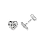 Kids Heart Earrings Studs With Diamond Cut Design. Hypoallergenic Sterling Silver Earrings for kids