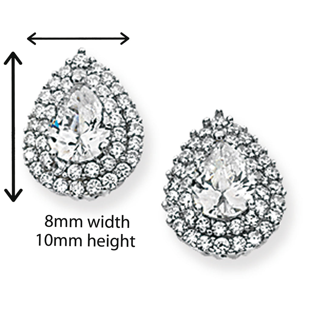 Sterling Silver Tear Drop Cubic Zirconia Earrings.  Hypoallergenic Sterling Silver Earrings for women