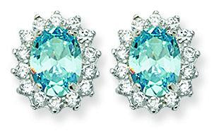 Topaz and White Cubic Zirconia Oval Earrings - Hypoallergenic Sterling Silver Earrings for Women