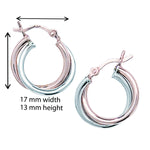 Sterling Silver Rose Gold Plated Hoop Sleeper Earring - Hypoallergenic Jewellery for Ladies by Aeon- 13mm * 17mm