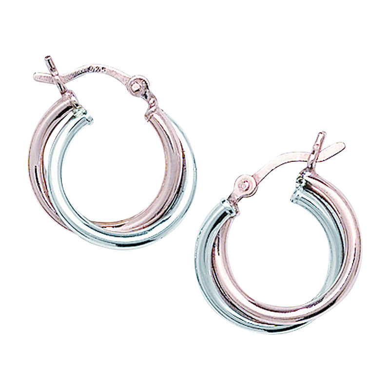 Sterling Silver Rose Gold Plated Hoop Sleeper Earring - Hypoallergenic Jewellery for Ladies by Aeon- 13mm * 17mm