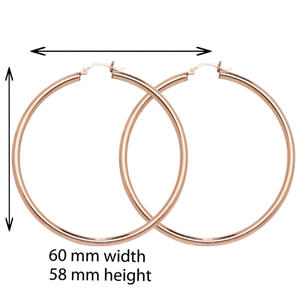 Sterling Silver Rose Gold Plated Hoop Earring - Hypoallergenic Jewellery for Ladies by Aeon