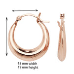 Sterling Silver Rose Gold Plated Sleeper Hoop Earring - Hypoallergenic Jewellery for Ladies by Aeon- 19mm * 18mm