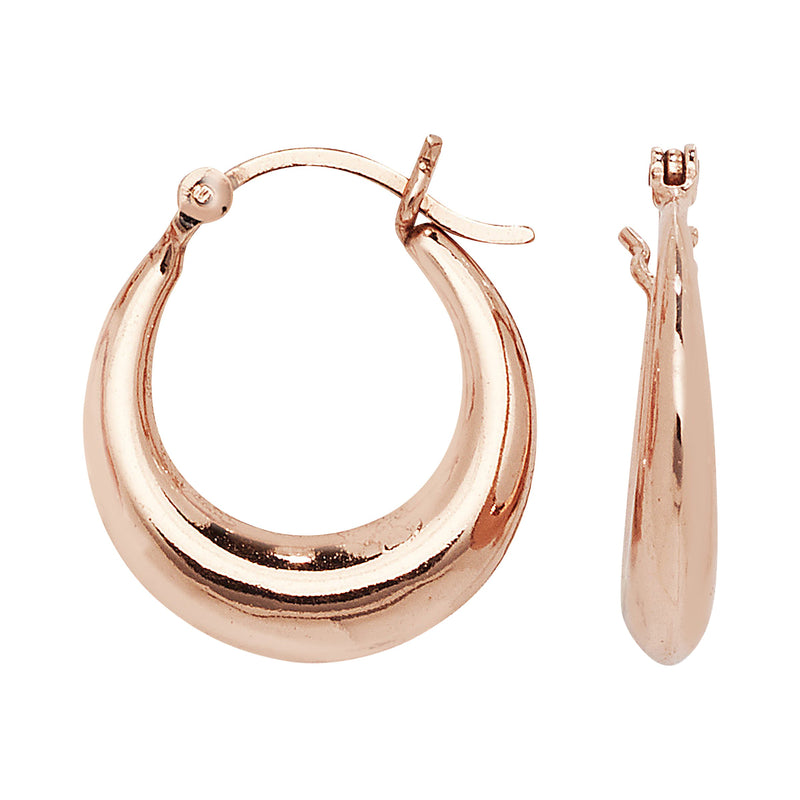 Sterling Silver Rose Gold Plated Sleeper Hoop Earring - Hypoallergenic Jewellery for Ladies by Aeon- 19mm * 18mm