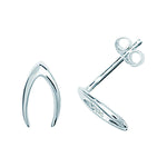 Sterling Silver Wishbone Love Luck Earring  - Hypoallergenic Silver Jewellery for women by Aeon - 8mm * 4mm