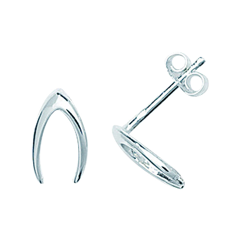 Sterling Silver Wishbone Love Luck Earring  - Hypoallergenic Silver Jewellery for women by Aeon - 8mm * 4mm