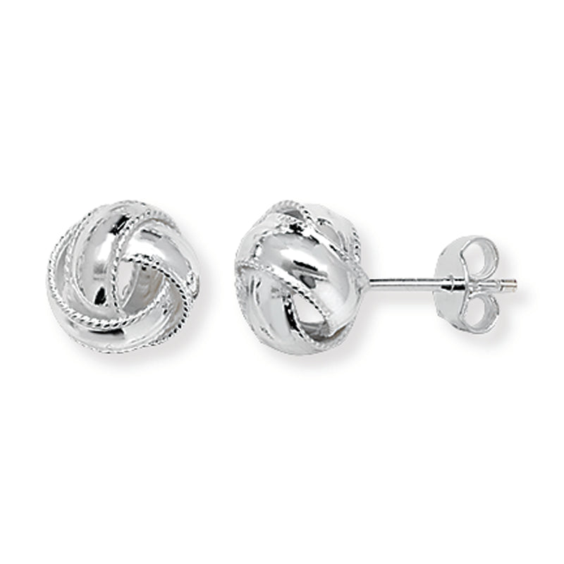 Sterling Silver Large Edged Knot Earring.  Hypoallergenic Sterling Silver Earring for women by Aeon