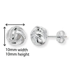 Sterling Silver Large Edged Knot Earring.  Hypoallergenic Sterling Silver Earring for women by Aeon