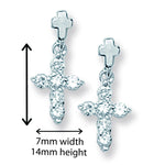 Sterling Silver Cross Drop Earrings. Hypoallergenic Silver Jewellery for women by Aeon