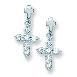 Sterling Silver Cross Drop Earrings. Hypoallergenic Silver Jewellery for women by Aeon