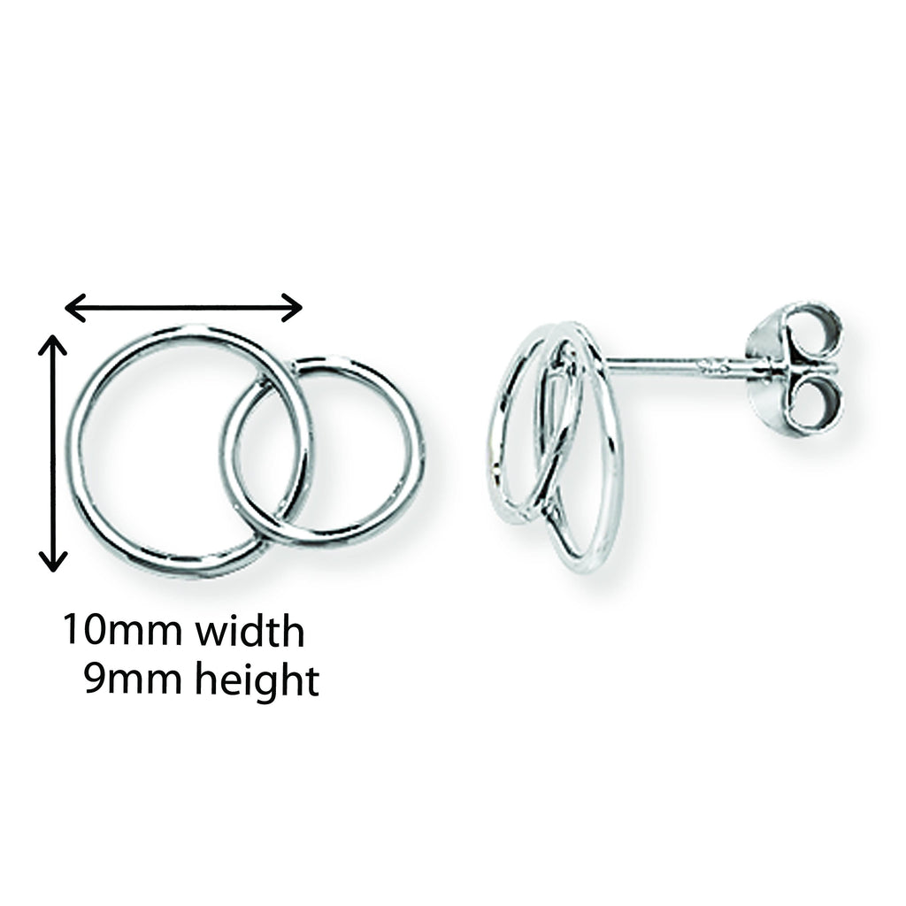 Sterling Silver Interlinked Circle Stud Earrings.  Hypoallergenic Sterling Silver Stud Earrings for Women