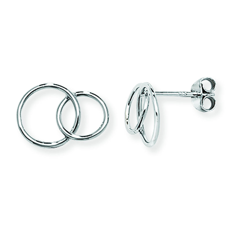 Sterling Silver Interlinked Circle Stud Earrings.  Hypoallergenic Sterling Silver Stud Earrings for Women