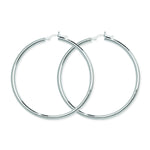 60mm Sterling Silver Hoop Sleeper Earrings with Hinged Closure - Hypoallergenic Jewellery for Ladies by Aeon