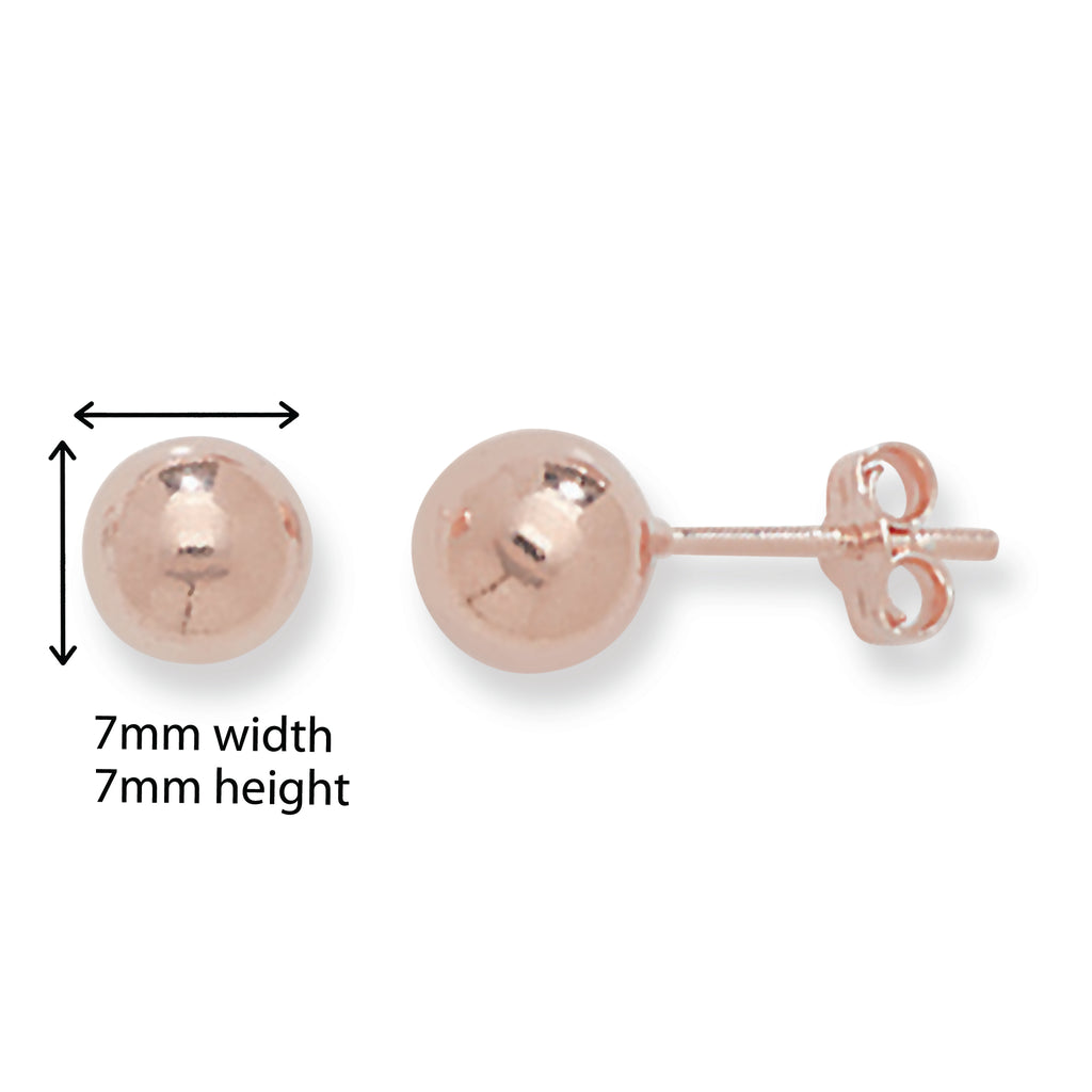 Sterling Silver Ball Stud Earrings with Rose Gold Plating. Hypoallergenic Sterling Silver Earrings for women by Aeon