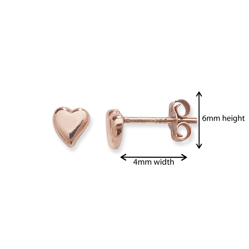 Sterling Silver with Rose Gold Heart Earrings Studs. Hypoallergenic Sterling Silver Earrings for kids