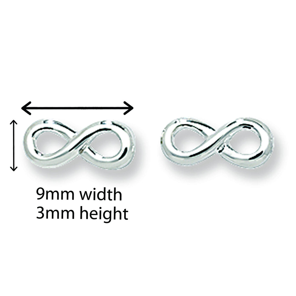 Infinity Stud Earrings.  Hypoallergenic Silver Earrings for Women