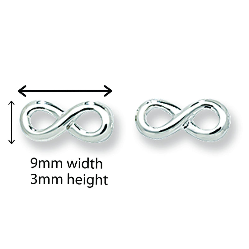 Infinity Stud Earrings.  Hypoallergenic Silver Earrings for Women