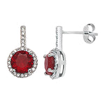 Garnet Round Drop Earring - Hypoallergenic Silver Jewellery for women by Aeon