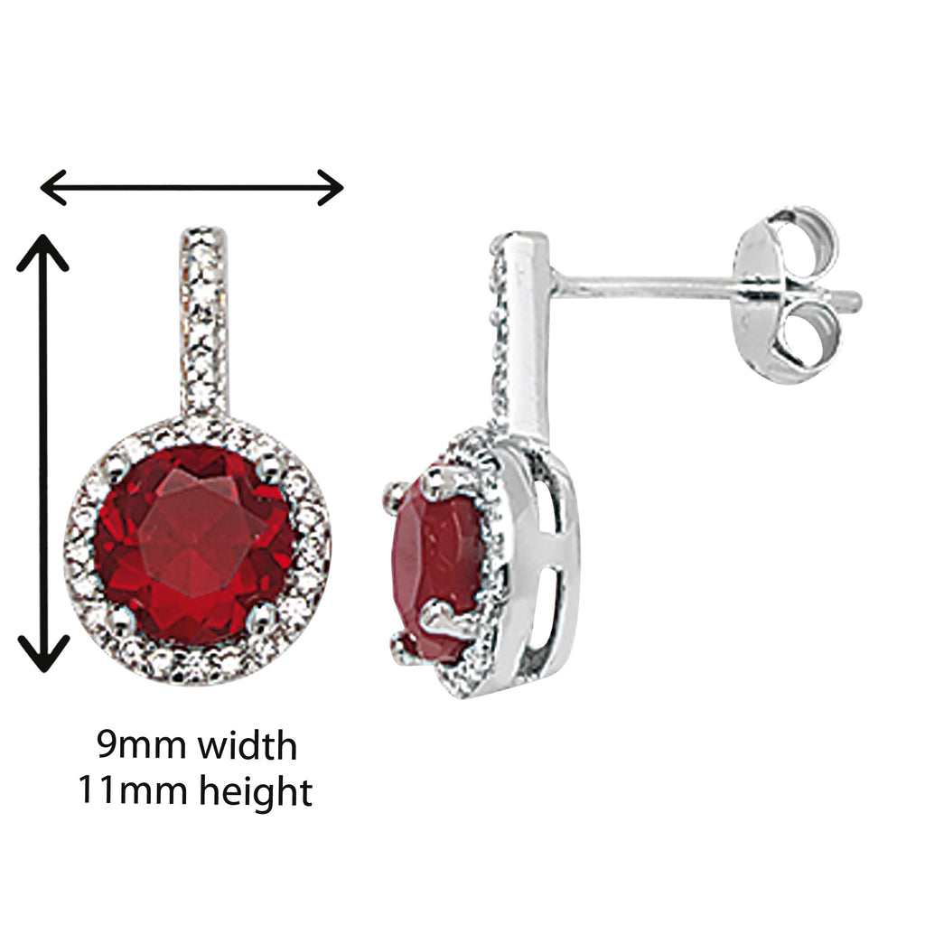Garnet Round Drop Earring - Hypoallergenic Silver Jewellery for women by Aeon