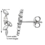 Sterling Silver Leaf Earring - Hypoallergenic Silver Jewellery for women by Aeon - 12mm * 3mm