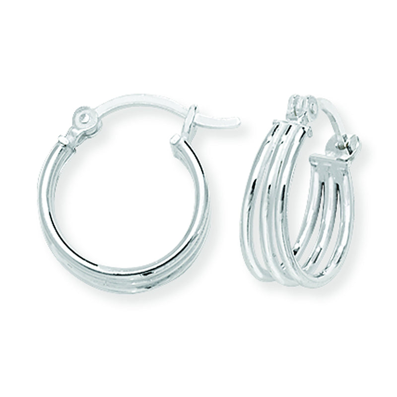 Sterling Silver Triple Hoop Sleeper Earrings - Hypoallergenic Jewellery for Ladies