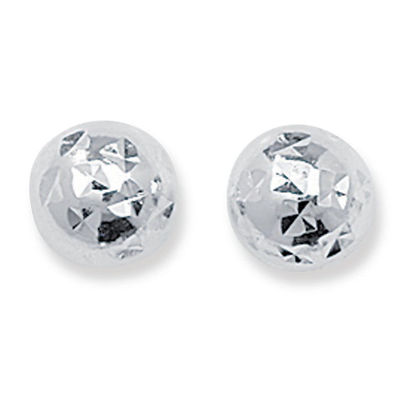 Sterling Silver Diamond Cut Ball Stud Earrings.Hypoallergenic Sterling Silver Earrings for women by Aeon