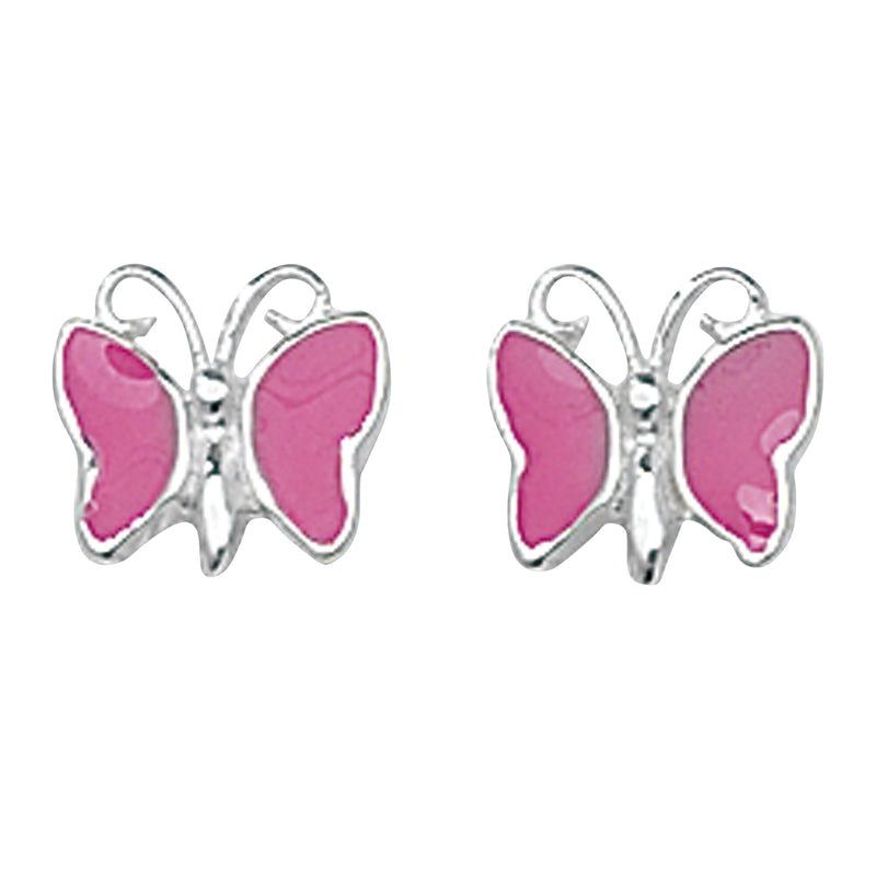 Sterling Silver Butterfly Stud Earrings - Hypoallergenic Jewellery for Children - 8mm * 8mm