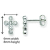 Cross Stud Earrings. Hypoallergenic Silver Cubic Zirconia Cross Stud Earrings for Women