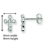 Cross Stud Earrings. Hypoallergenic Silver Cubic Zirconia Cross Stud Earrings for Women