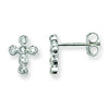 Cross Stud Earrings. Hypoallergenic Silver Cubic Zirconia Cross Stud Earrings for Women