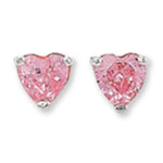 Sterling Silver Pink Heart Earrings. 4mm * 4mm. Hypoallergenic Sterling Silver Earrings for women by Aeon