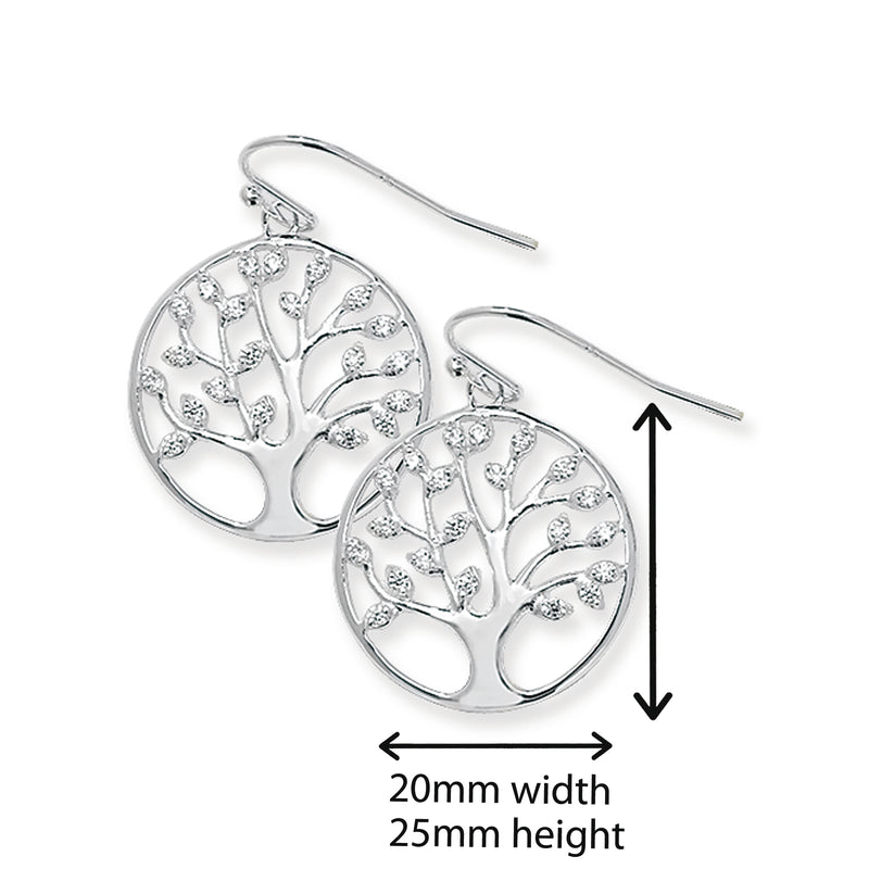 Sterling Silver Tree of Life Design Earrings. Hypoallergenic Silver Jewellery for women by Aeon