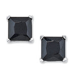 Black Square Cubic Zirconia Stud Earrings. 6mm * 6mm Hypoallergenic Sterling Silver Earrings for women by Aeon