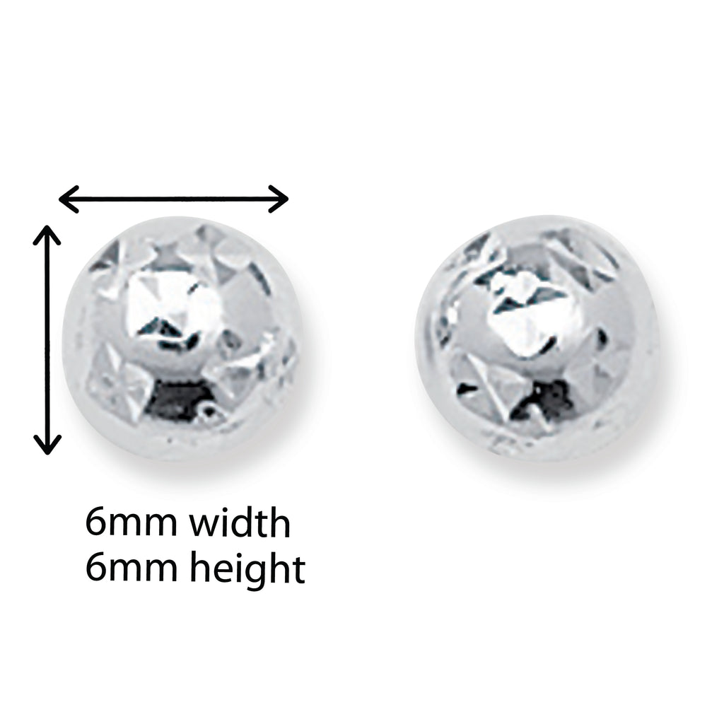 Sterling Silver Diamond Cut Ball Stud Earrings.  Hypoallergenic Sterling Silver Earrings for women by Aeon