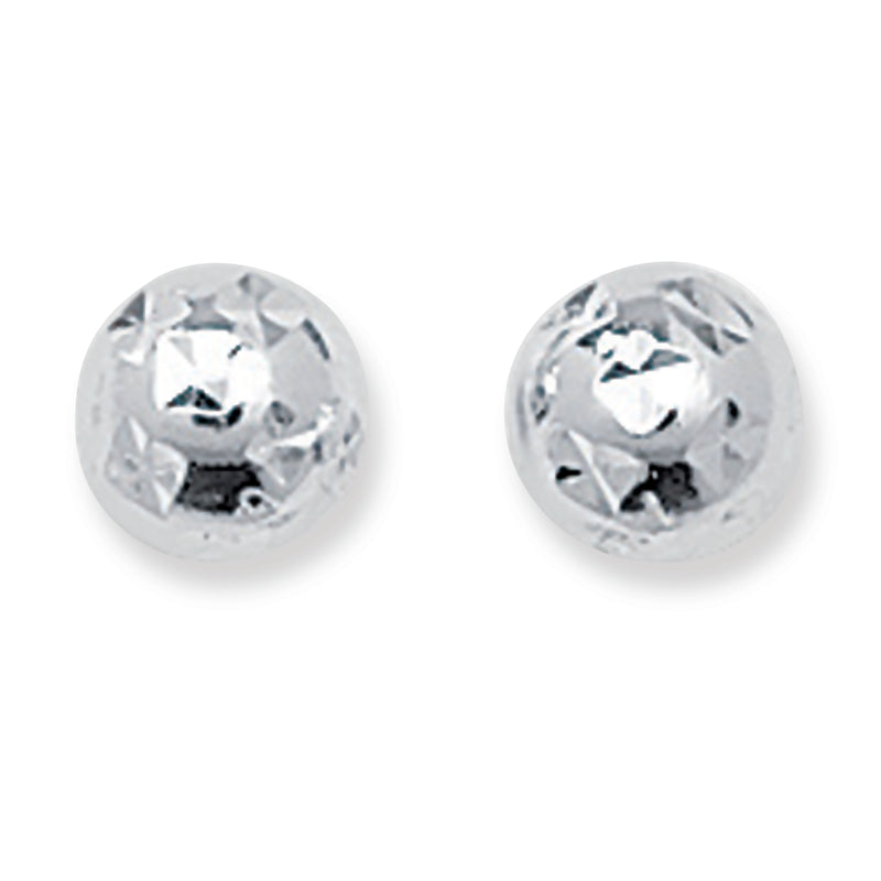 Sterling Silver Diamond Cut Ball Stud Earrings.  Hypoallergenic Sterling Silver Earrings for women by Aeon