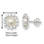 Sterling Silver Cubic Zirconia and Synthetic Pearl Stud Earrings.  Hypoallergenic Sterling Silver Earrings for women by Aeon