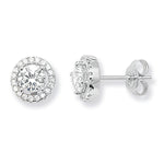 Round Cubic Zirconia Stud Earrings.  Hypoallergenic Silver Stud Earrings For Women.