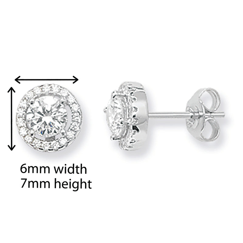 Round Cubic Zirconia Stud Earrings.  Hypoallergenic Silver Stud Earrings For Women.