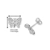 Kids Butterfly Stud Earrings with Cubic Zirconia.  Hypoallergenic Sterling Silver Earrings for kids