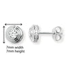 Sterling Silver Cubic Zirconia Stud Earrings With Stone Set Edging. Hypoallergenic Silver Earrings For Women