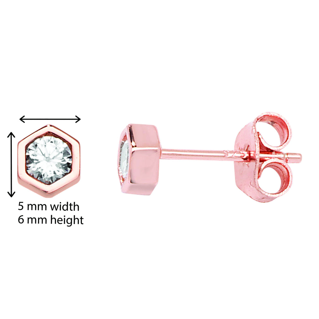 Aeon Sterling Silver Rose Gold Plated Drop Earring with White Cubic Zirconia - Hypoallergenic Sterling Silver Jewellery for Women - Elegant Style Unique Durable Style - 5mm * 6mm