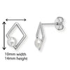 Sterling Silver Pearl Diamond Shaped Earring. Hypoallergenic Silver Jewellery for women by Aeon